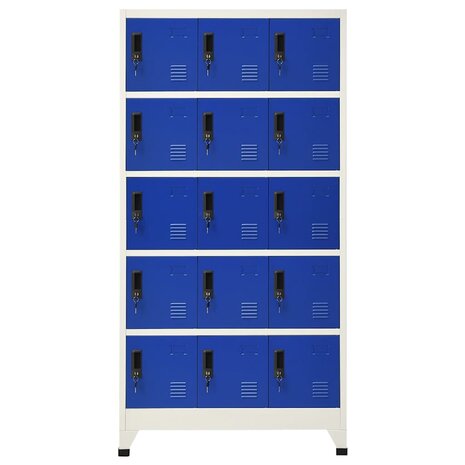 Lockerkast 90x40x180 cm staal grijs en blauw 2