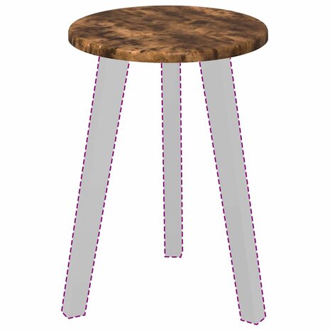 Tafelblad &Oslash; 30 x 1,5 cm Rond Bewerkt hout Gerookt eiken 3