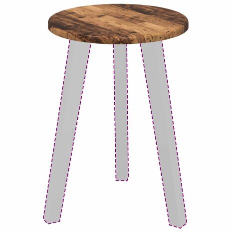 Tafelblad &Oslash; 30 x 1,5 cm Rond Bewerkt hout Oud hout 3