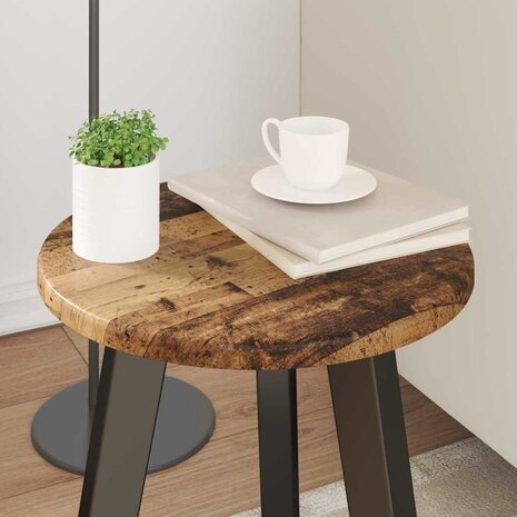 Tafelblad &Oslash; 30 x 1,5 cm Rond Bewerkt hout Oud hout 4