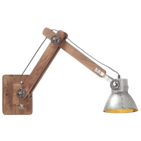 Wandlamp industrieel rond E27 zilverkleurig 1