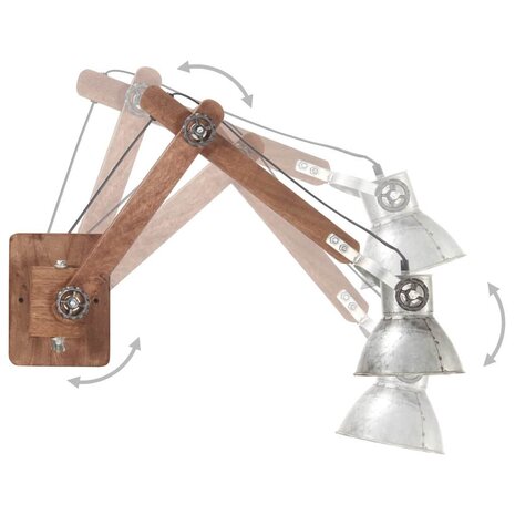 Wandlamp industrieel rond E27 zilverkleurig 3