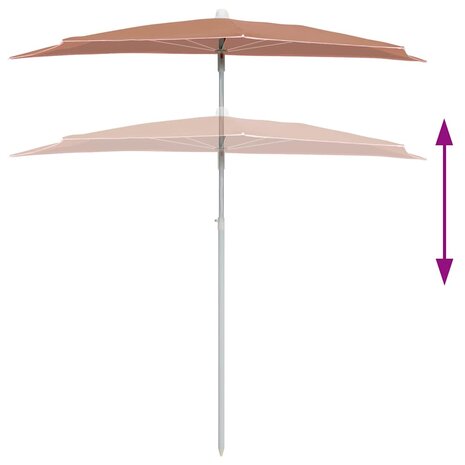 Parasol half met paal 180x90 cm terracottakleurig 4