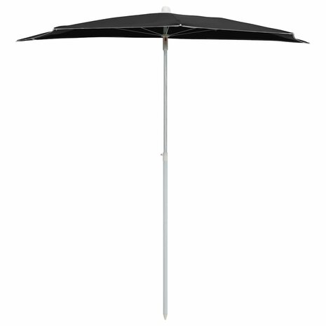 Parasol half met paal 180x90 cm zwart 3