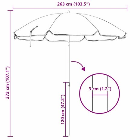 Tuinparasol 263 x 263 x 272 cm 170T polyester Blauw en Wit 8