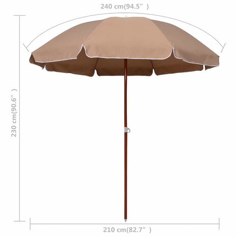 Parasol met stalen paal 240 cm taupe 5
