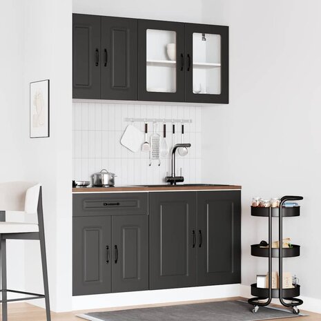 4-delige Keukenkastenset Kalmar bewerkt hout zwart 3
