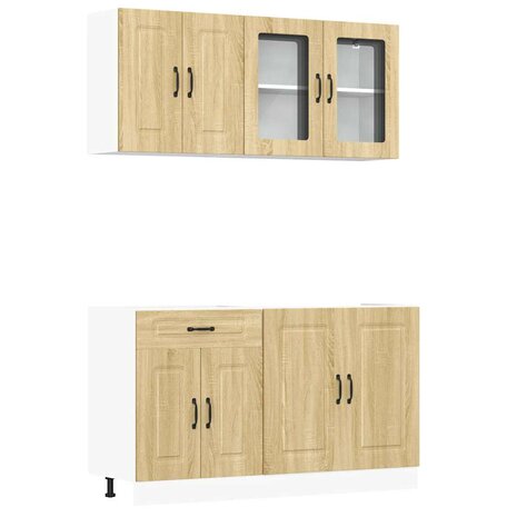 4-delige Keukenkastenset Kalmar bewerkt hout sonoma eikenkleur 2