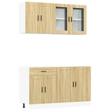 4-delige Keukenkastenset Porto bewerkt hout sonoma eikenkleur 2