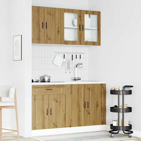 4-delige Keukenkastenset Kalmar bewerkt hout artisanaal eiken 3