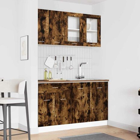 Keuken Eenheid LYON 4 st Gerookt eiken Bewerkt hout 1
