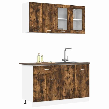 Keuken Eenheid LYON 4 st Gerookt eiken Bewerkt hout 3