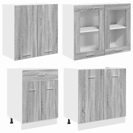 Keuken Eenheid LYON 4 st Grijs Sonoma Bewerkt hout 4