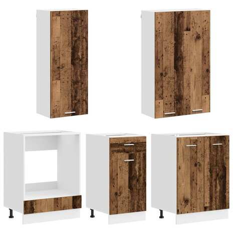 Keukenblok LYON 5 st Oud hout Bewerkt hout 3