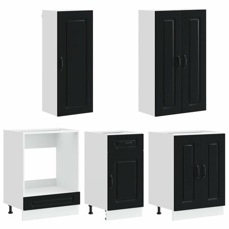 Keukenblok KALMAR 5 st Zwart Bewerkt hout 3