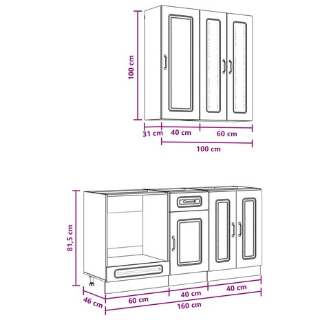 Keukenblok KALMAR 5 st Zwart Bewerkt hout 8