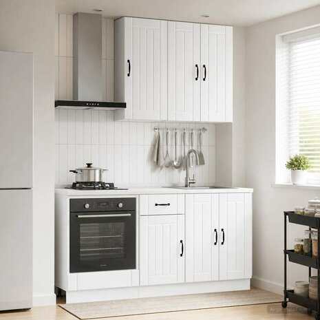 Keukenblok LUCCA 5 st Hoogglans Wit Bewerkt hout 1
