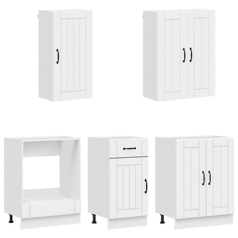Keukenblok LUCCA 5 st Hoogglans Wit Bewerkt hout 3