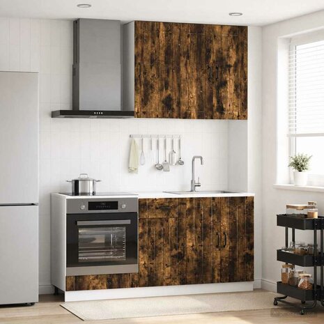 Keukenblok LUCCA 5 st Gerookt eiken Bewerkt hout 1