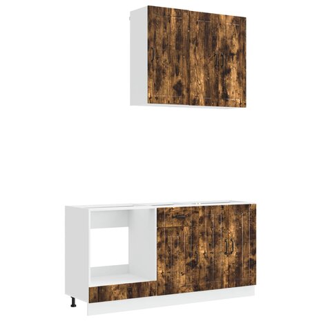 Keukenblok LUCCA 5 st Gerookt eiken Bewerkt hout 2
