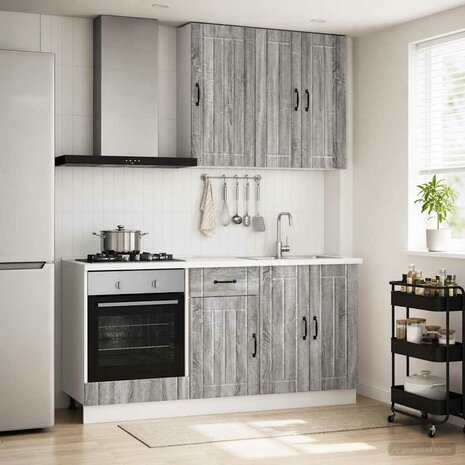 Keukenblok LUCCA 5 st Grijs Sonoma Bewerkt hout 1