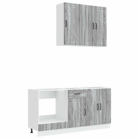Keukenblok LUCCA 5 st Grijs Sonoma Bewerkt hout 2