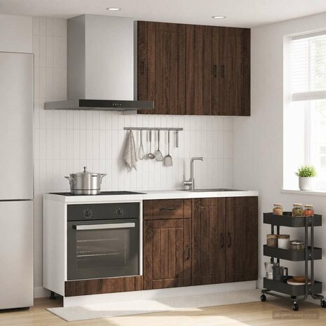Keukenblok LUCCA 5 st Bruin eiken Bewerkt hout 1