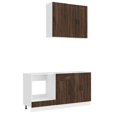 Keukenblok LUCCA 5 st Bruin eiken Bewerkt hout 2
