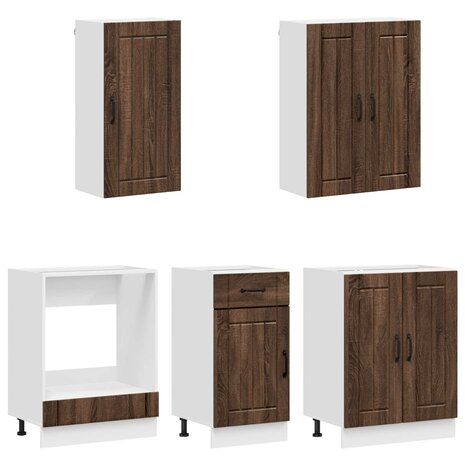 Keukenblok LUCCA 5 st Bruin eiken Bewerkt hout 3