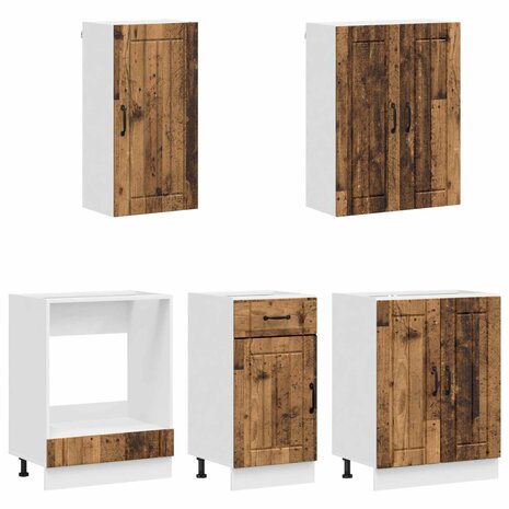 Keukenblok LUCCA 5 st Oud hout Bewerkt hout 3