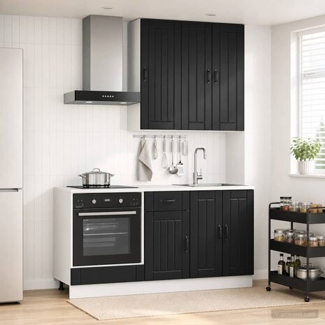 Keukenblok LUCCA 5 st Zwart Bewerkt hout 1
