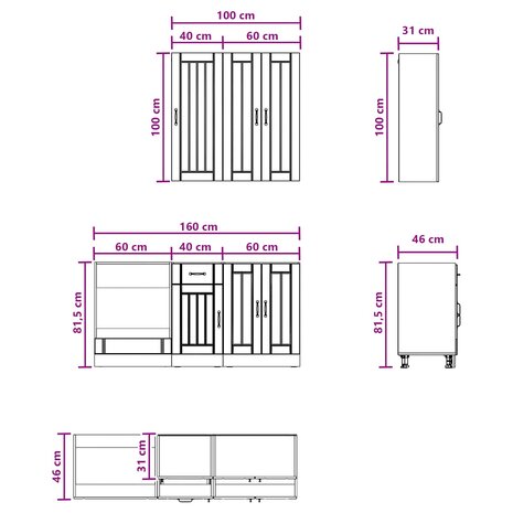 Keukenblok LUCCA 5 st Sonoma Eiken Bewerkt hout 7