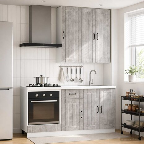 Keukenblok LUCCA 5 st Betongrijs Bewerkt hout 1