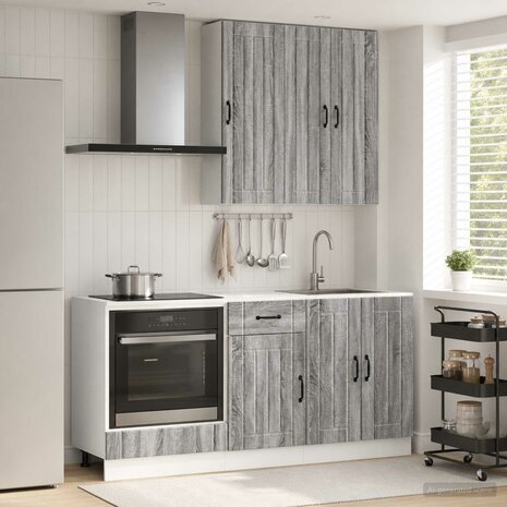 Keukenblok LUCCA 5 st Grijs Sonoma Bewerkt hout 1