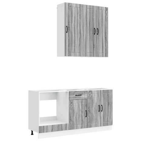 Keukenblok LUCCA 5 st Grijs Sonoma Bewerkt hout 2