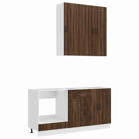 Keukenblok LUCCA 5 st Bruin eiken Bewerkt hout 2