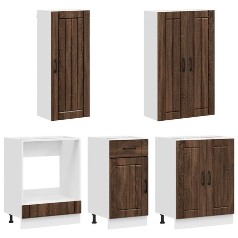 Keukenblok LUCCA 5 st Bruin eiken Bewerkt hout 3