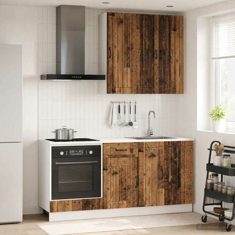 Keukenblok LUCCA 5 st Oud hout Bewerkt hout 1