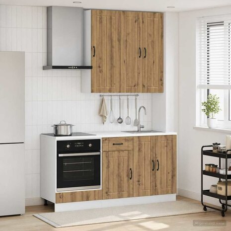 Keukenblok LUCCA 5 st Artisanaal eiken Bewerkt hout 1