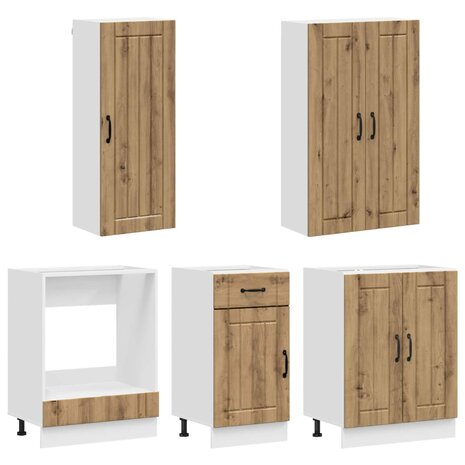 Keukenblok LUCCA 5 st Artisanaal eiken Bewerkt hout 3