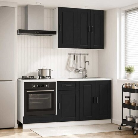 Keukenblok PORTO 5 st Zwart Bewerkt hout 1