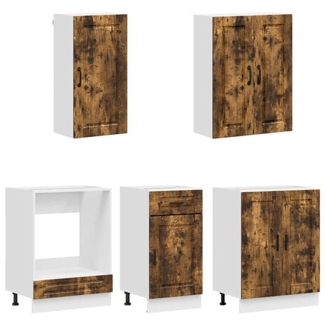 Keukenblok PORTO 5 st Gerookt eiken Bewerkt hout 3