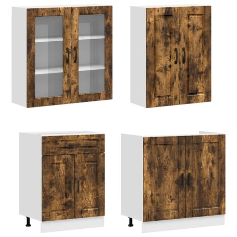 Keukenblok PORTO 4 st Gerookt eiken Bewerkt hout 3