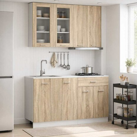 Keukenblok LYON 4 st Sonoma Eiken Bewerkt hout 1