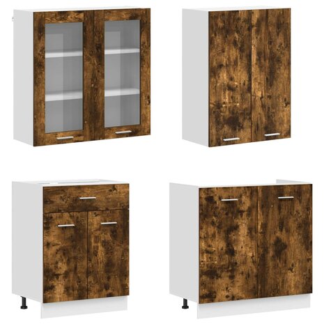 Keukenblok LYON 4 st Gerookt eiken Bewerkt hout 3