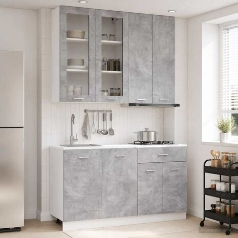 Keukenblok LYON 4 st Betongrijs Bewerkt hout 1