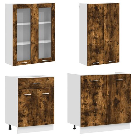 Keukenblok LYON 4 st Gerookt eiken Bewerkt hout 3