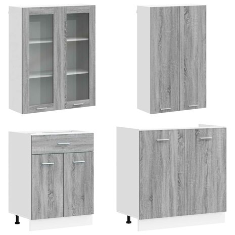 Keukenblok LYON 4 st Grijs Sonoma Bewerkt hout 3