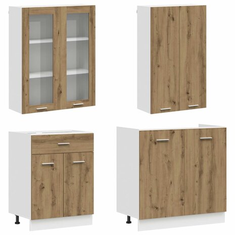 Keukenblok LYON 4 st Artisanaal eiken Bewerkt hout 3
