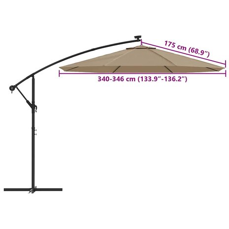 Vervangingsdoek voor tuinparasol taupe 350 cm 8